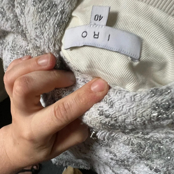 IRO quill tweed silver metallic open front jacket, size 40 - Picture 5 of 5